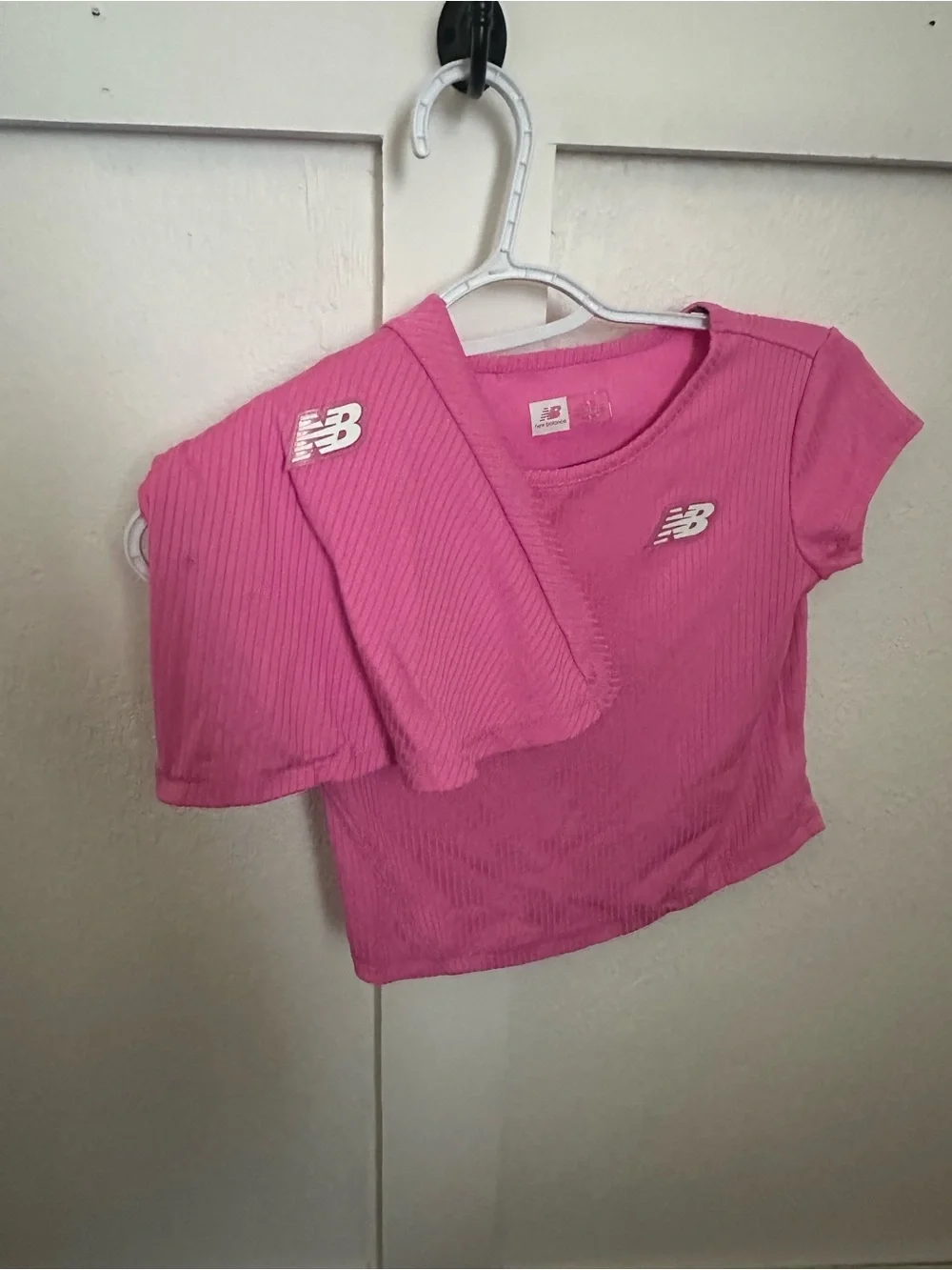 New Balance Bright Pink Ribbed Short Sleeve & Skort Set- Kids